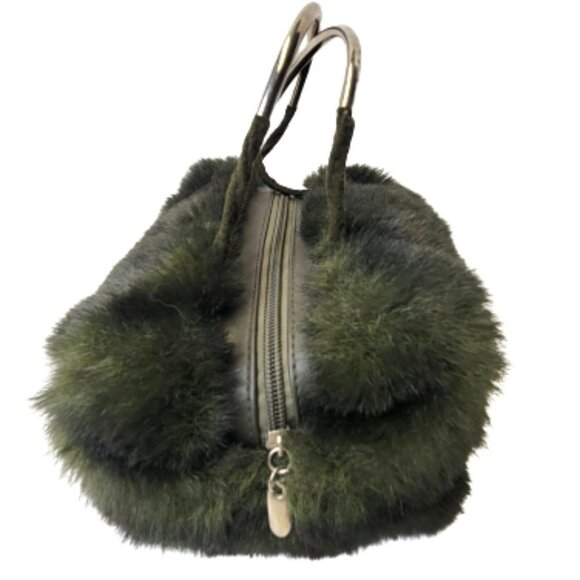 Green Fuzzy Faux Fur Rectangular Handbag - Picture 4 of 16